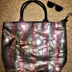 Victoria’s Secret Tote Bag Pink/Silver Sequin NWOT